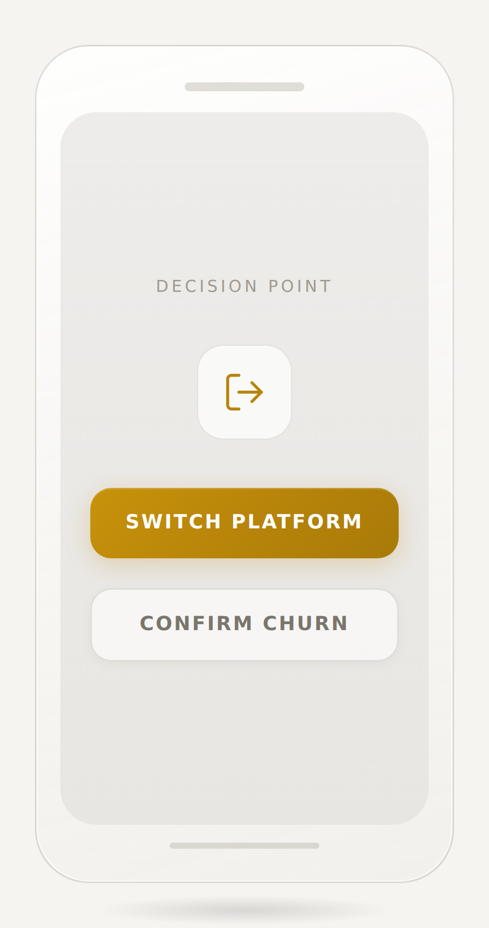 The churn decision point — platform switching moment